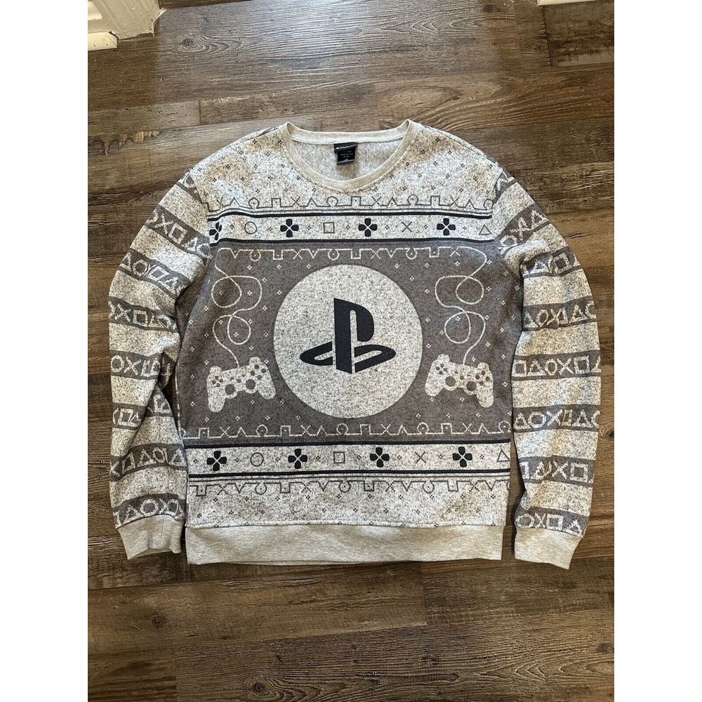 Sony PlayStation Limited Edition Pullover Holiday Sweater Mens Size Large Gray